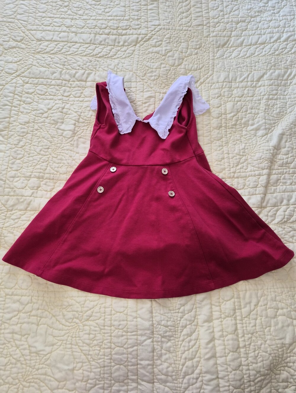Janie and Jack Sleeveless Red Skater Dress with White Ruffled Collar-size 4